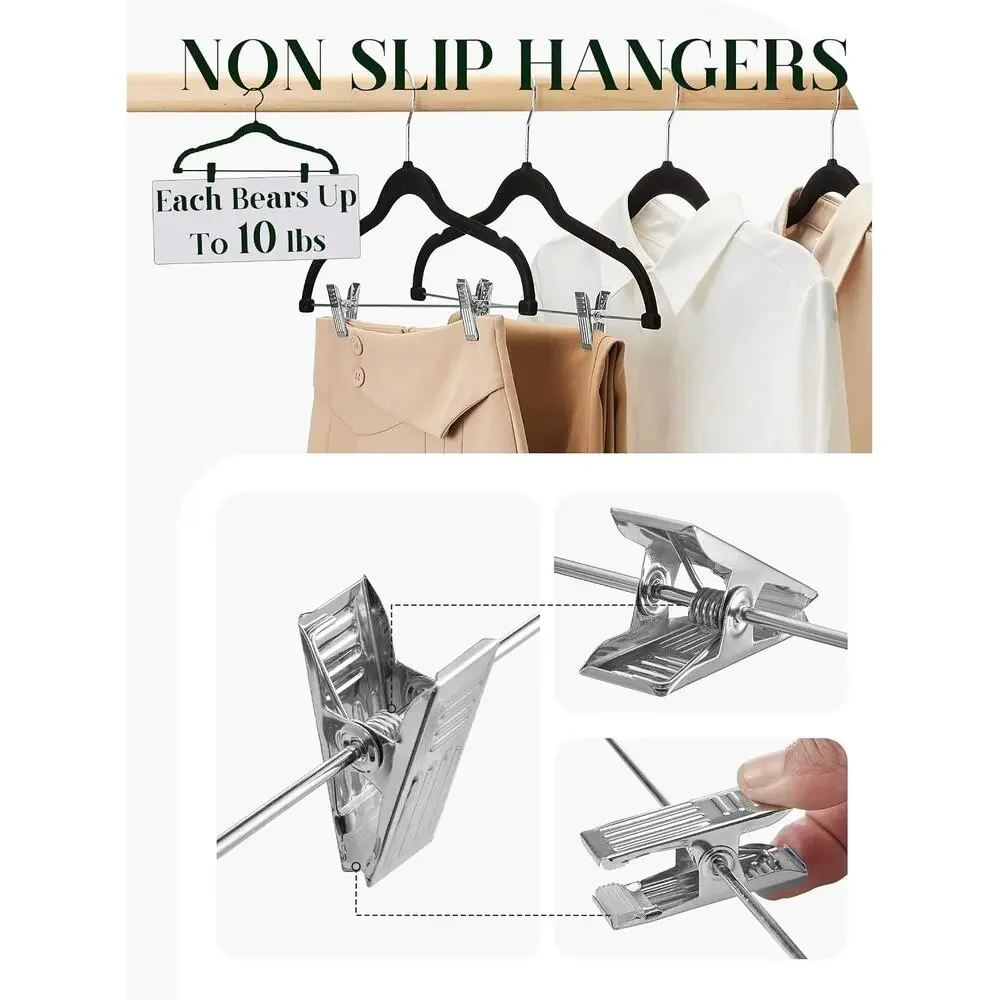 36 Pack Velvet Pants Hangers, Skirt Hangers with Clips, Adjustable, 360 Swivel